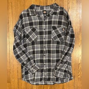 Dickies Charcoal and Black Plaid Shirt